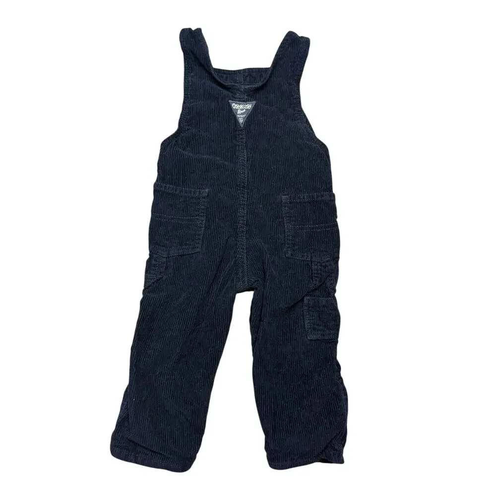 OshKosh B’gosh Navy Corduroy Overalls Toddler 24M Cargo Pockets Classic Vestbak